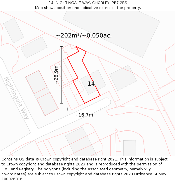 14, NIGHTINGALE WAY, CHORLEY, PR7 2RS: Plot and title map