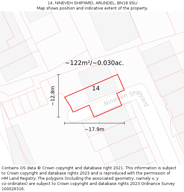 14, NINEVEH SHIPYARD, ARUNDEL, BN18 9SU: Plot and title map