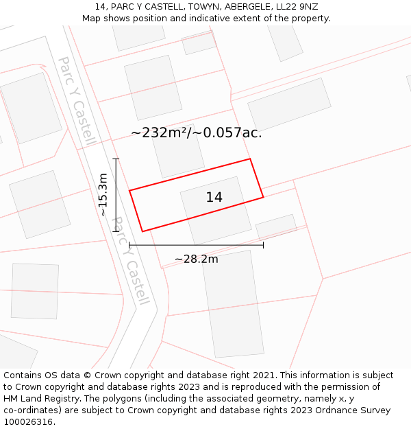 14, PARC Y CASTELL, TOWYN, ABERGELE, LL22 9NZ: Plot and title map