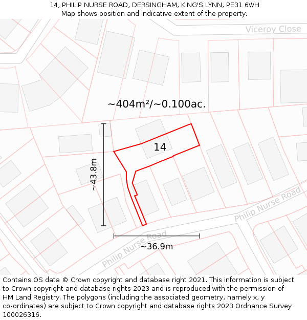 14, PHILIP NURSE ROAD, DERSINGHAM, KING'S LYNN, PE31 6WH: Plot and title map