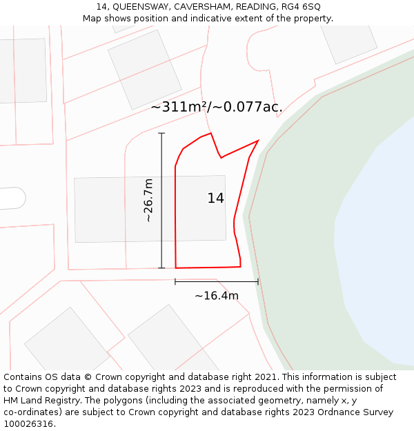 14, QUEENSWAY, CAVERSHAM, READING, RG4 6SQ: Plot and title map