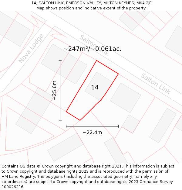 14, SALTON LINK, EMERSON VALLEY, MILTON KEYNES, MK4 2JE: Plot and title map