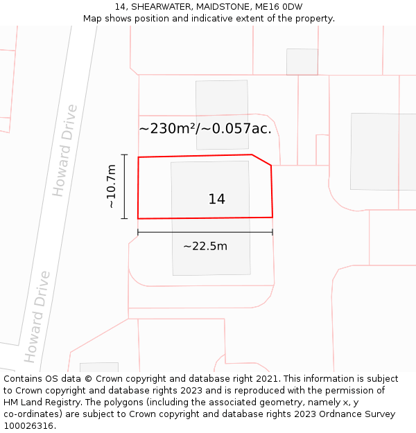 14, SHEARWATER, MAIDSTONE, ME16 0DW: Plot and title map