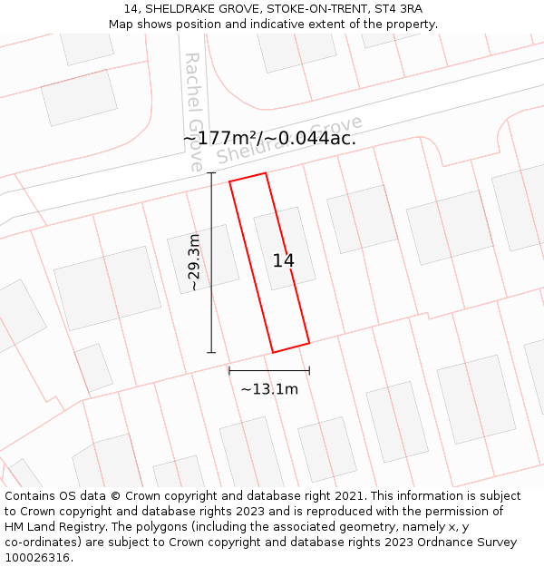 14, SHELDRAKE GROVE, STOKE-ON-TRENT, ST4 3RA: Plot and title map