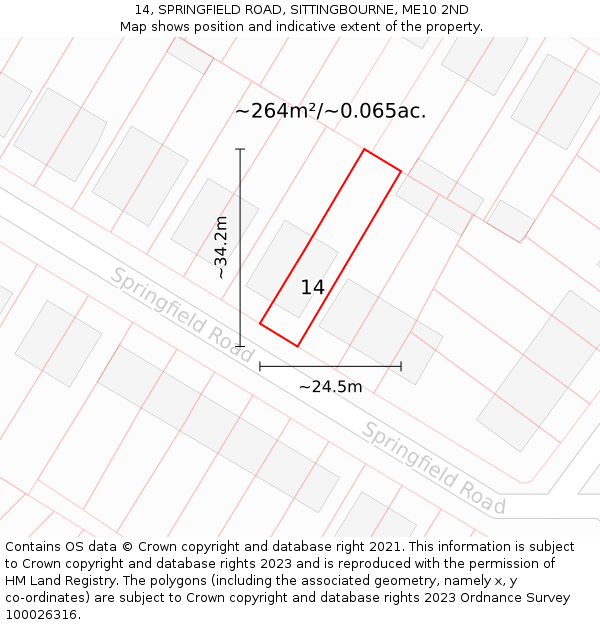 14, SPRINGFIELD ROAD, SITTINGBOURNE, ME10 2ND: Plot and title map