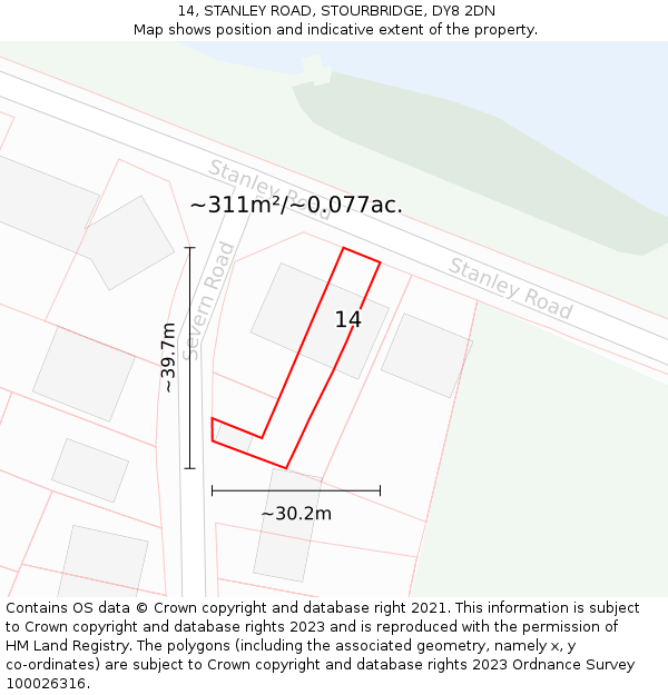 14, STANLEY ROAD, STOURBRIDGE, DY8 2DN: Plot and title map