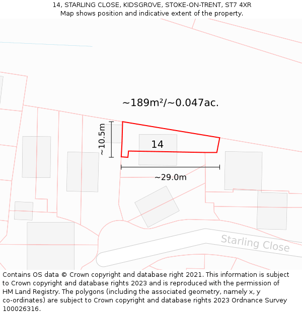 14, STARLING CLOSE, KIDSGROVE, STOKE-ON-TRENT, ST7 4XR: Plot and title map