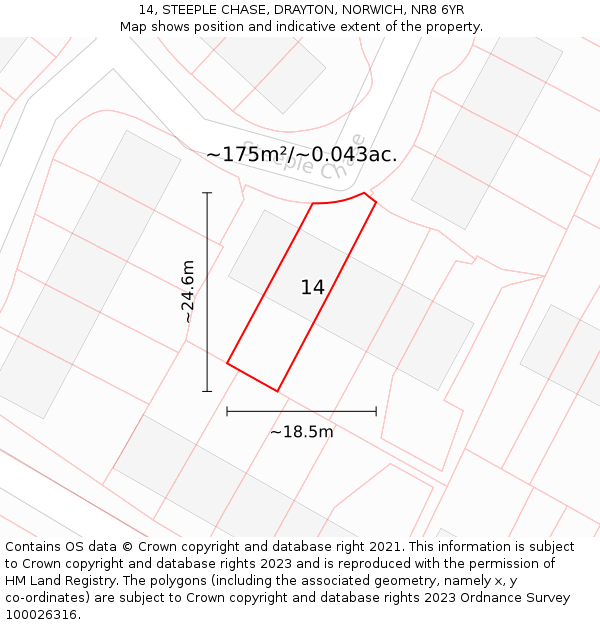 14, STEEPLE CHASE, DRAYTON, NORWICH, NR8 6YR: Plot and title map