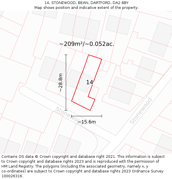 14, STONEWOOD, BEAN, DARTFORD, DA2 8BY: Plot and title map