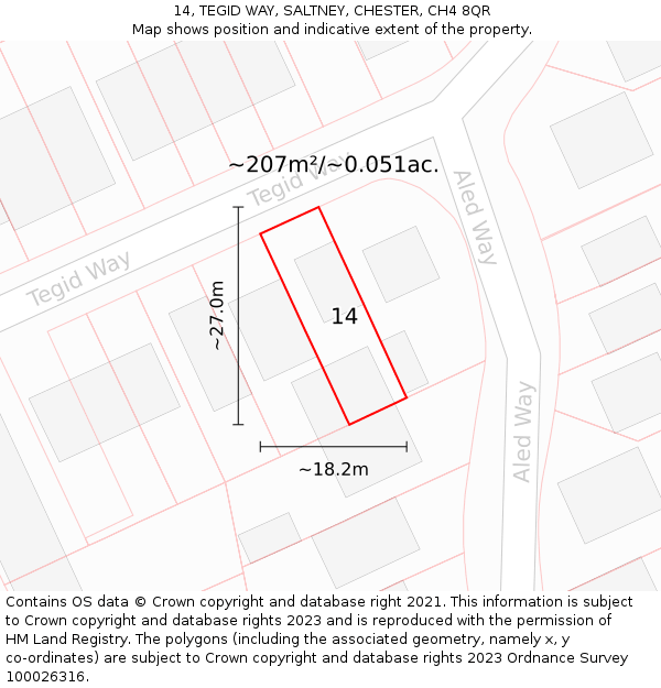 14, TEGID WAY, SALTNEY, CHESTER, CH4 8QR: Plot and title map