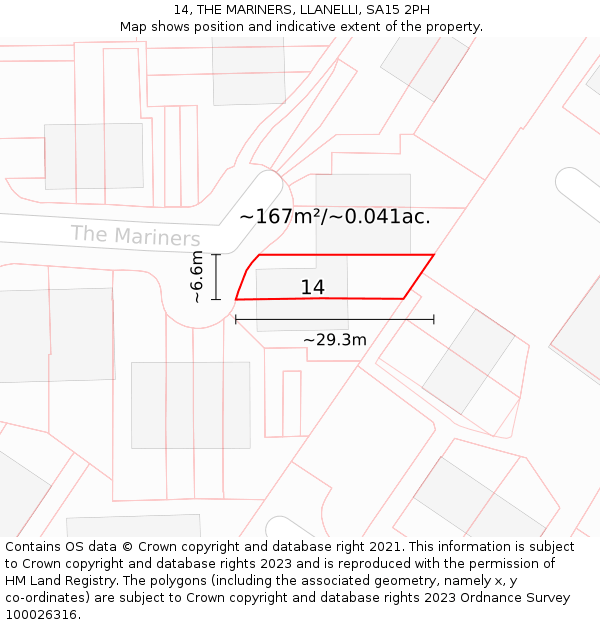 14, THE MARINERS, LLANELLI, SA15 2PH: Plot and title map