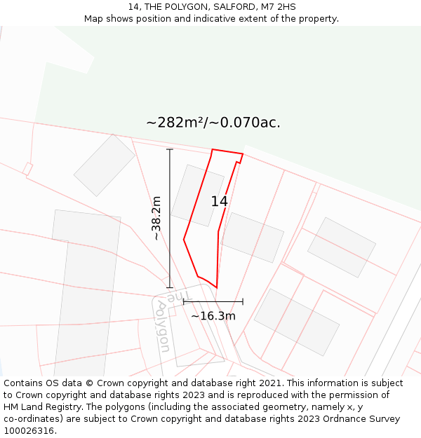 14, THE POLYGON, SALFORD, M7 2HS: Plot and title map