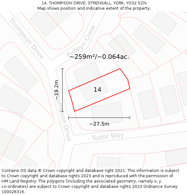 14, THOMPSON DRIVE, STRENSALL, YORK, YO32 5ZN: Plot and title map