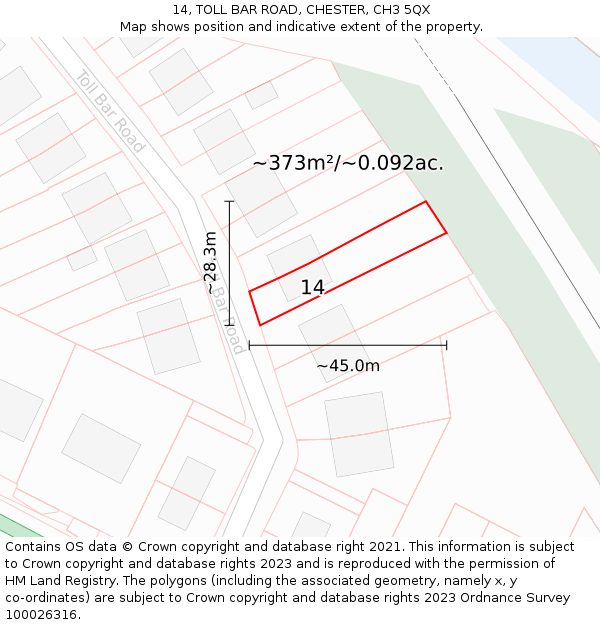 14, TOLL BAR ROAD, CHESTER, CH3 5QX: Plot and title map