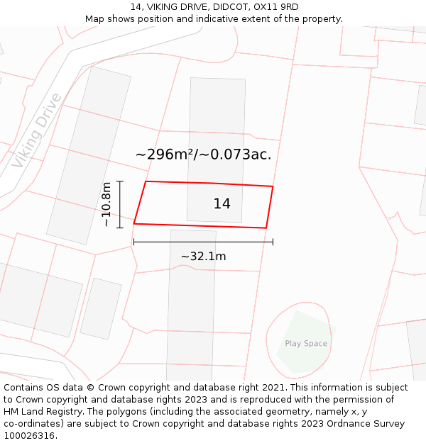 14, VIKING DRIVE, DIDCOT, OX11 9RD: Plot and title map