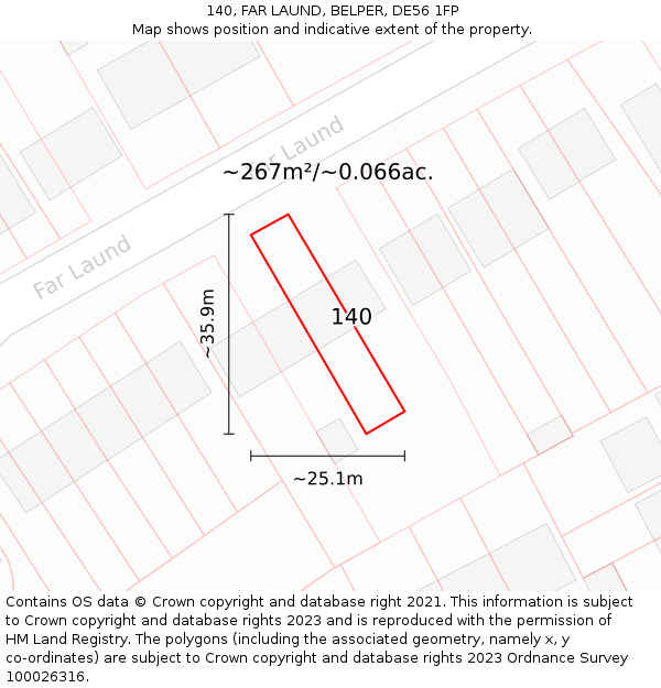 140, FAR LAUND, BELPER, DE56 1FP: Plot and title map