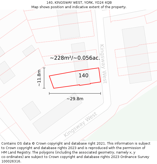 140, KINGSWAY WEST, YORK, YO24 4QB: Plot and title map