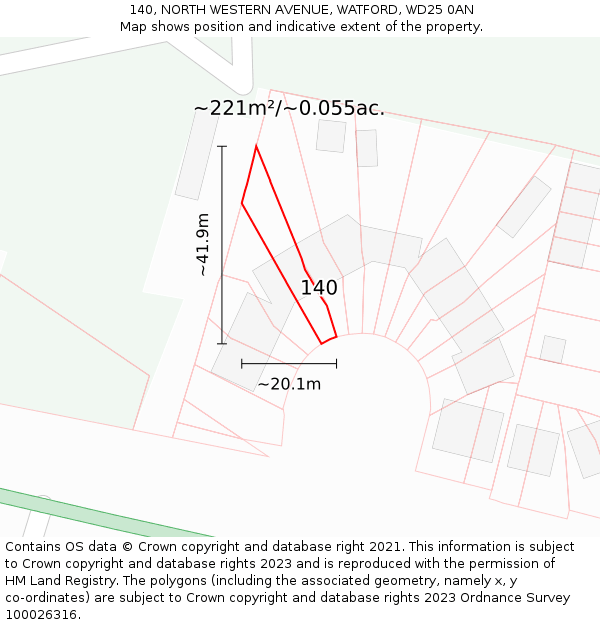 140, NORTH WESTERN AVENUE, WATFORD, WD25 0AN: Plot and title map