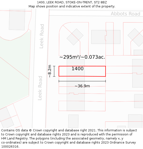 1400, LEEK ROAD, STOKE-ON-TRENT, ST2 8BZ: Plot and title map