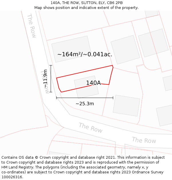 140A, THE ROW, SUTTON, ELY, CB6 2PB: Plot and title map