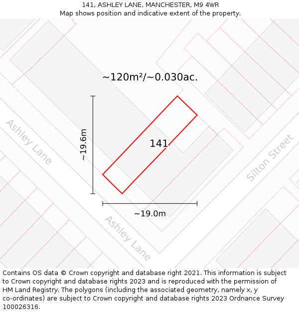 141, ASHLEY LANE, MANCHESTER, M9 4WR: Plot and title map