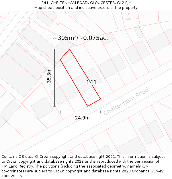 141, CHELTENHAM ROAD, GLOUCESTER, GL2 0JH: Plot and title map