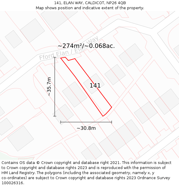 141, ELAN WAY, CALDICOT, NP26 4QB: Plot and title map