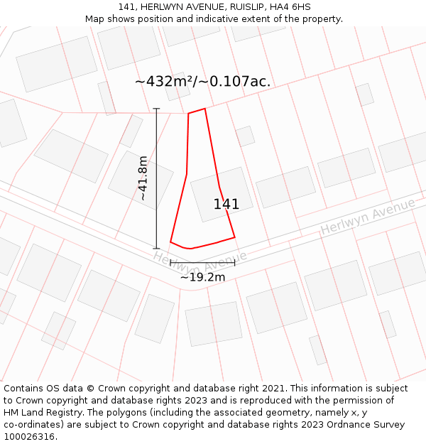 141, HERLWYN AVENUE, RUISLIP, HA4 6HS: Plot and title map