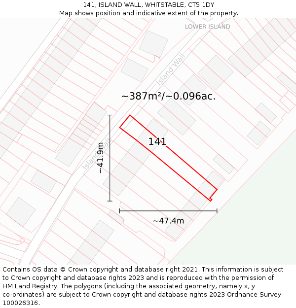 141, ISLAND WALL, WHITSTABLE, CT5 1DY: Plot and title map