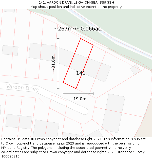 141, VARDON DRIVE, LEIGH-ON-SEA, SS9 3SH: Plot and title map