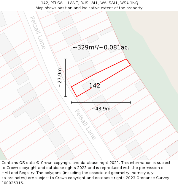 142, PELSALL LANE, RUSHALL, WALSALL, WS4 1NQ: Plot and title map