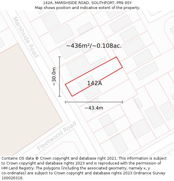 142A, MARSHSIDE ROAD, SOUTHPORT, PR9 9SY: Plot and title map