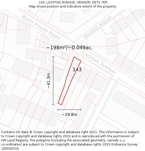 143, LOCKTON AVENUE, HEANOR, DE75 7ER: Plot and title map