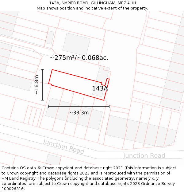 143A, NAPIER ROAD, GILLINGHAM, ME7 4HH: Plot and title map