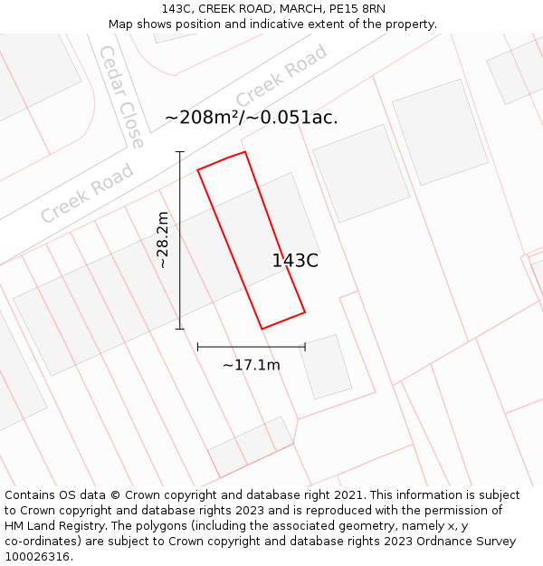 143C, CREEK ROAD, MARCH, PE15 8RN: Plot and title map