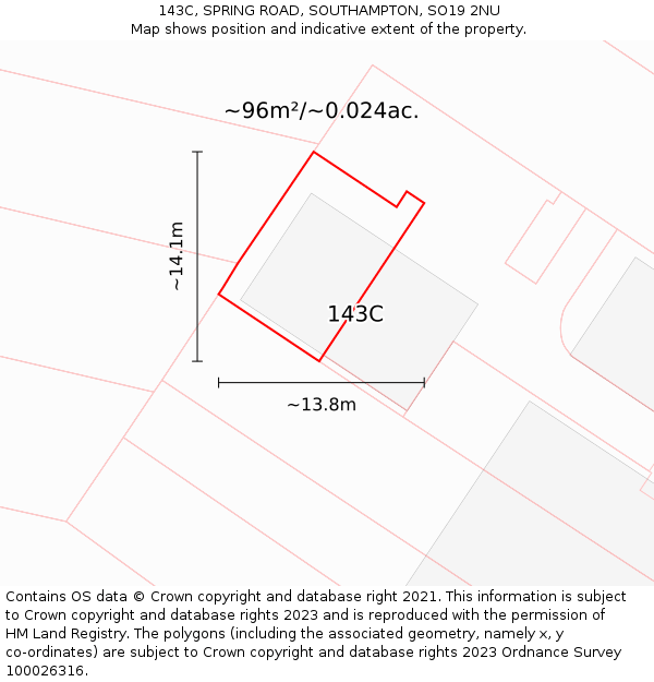 143C, SPRING ROAD, SOUTHAMPTON, SO19 2NU: Plot and title map