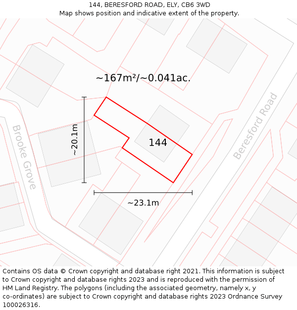 144, BERESFORD ROAD, ELY, CB6 3WD: Plot and title map