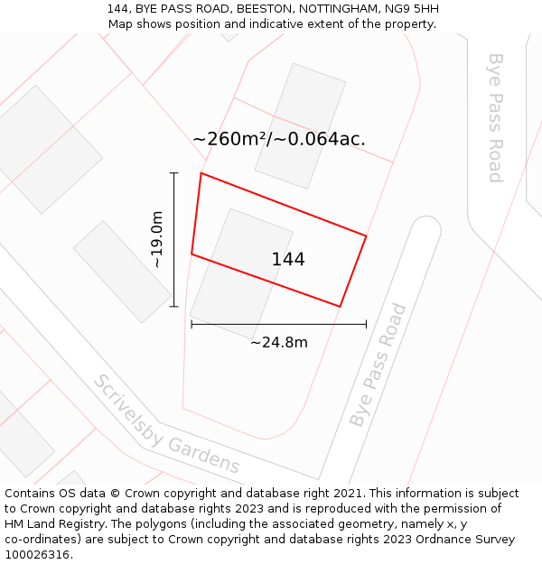 144, BYE PASS ROAD, BEESTON, NOTTINGHAM, NG9 5HH: Plot and title map