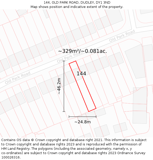 144, OLD PARK ROAD, DUDLEY, DY1 3ND: Plot and title map