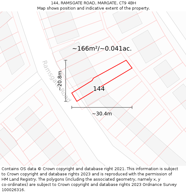 144, RAMSGATE ROAD, MARGATE, CT9 4BH: Plot and title map