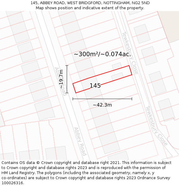 145, ABBEY ROAD, WEST BRIDGFORD, NOTTINGHAM, NG2 5ND: Plot and title map