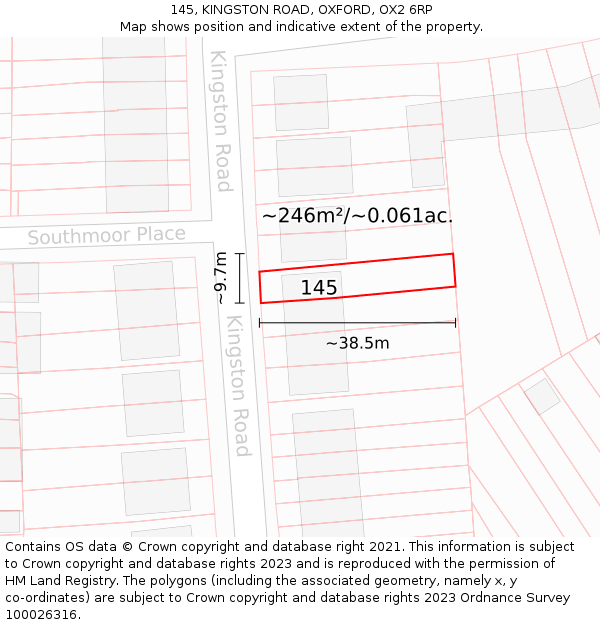 145, KINGSTON ROAD, OXFORD, OX2 6RP: Plot and title map