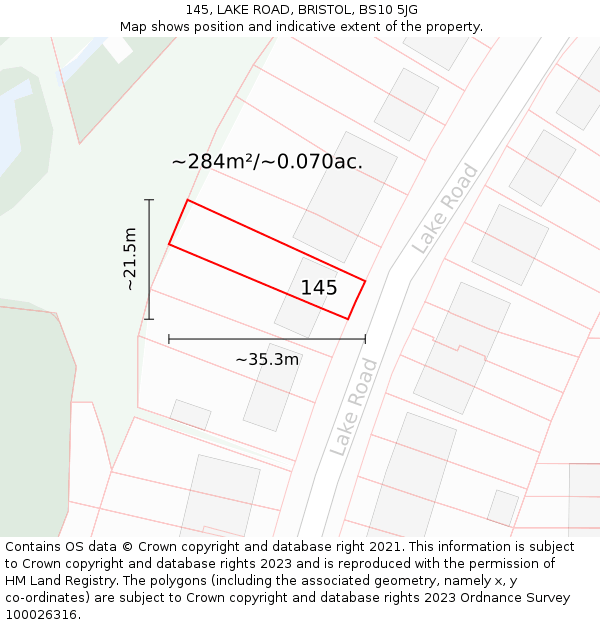 145, LAKE ROAD, BRISTOL, BS10 5JG: Plot and title map