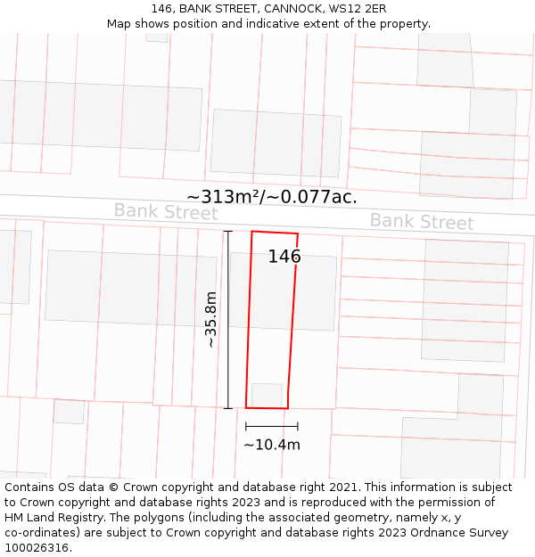 146, BANK STREET, CANNOCK, WS12 2ER: Plot and title map