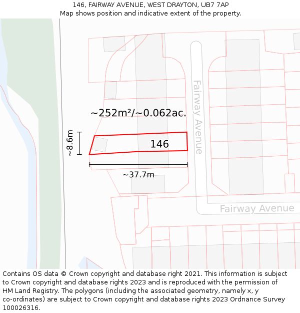 146, FAIRWAY AVENUE, WEST DRAYTON, UB7 7AP: Plot and title map