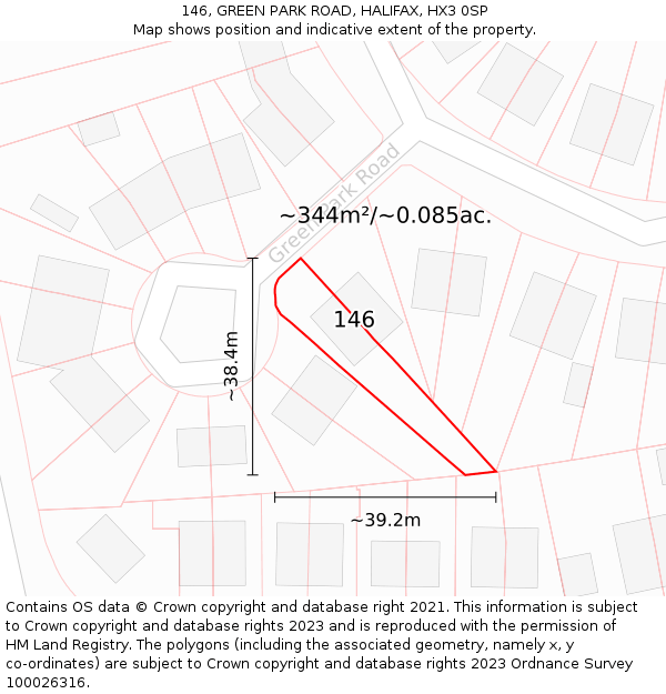 146, GREEN PARK ROAD, HALIFAX, HX3 0SP: Plot and title map