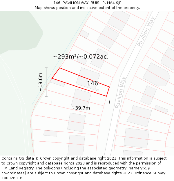 146, PAVILION WAY, RUISLIP, HA4 9JP: Plot and title map