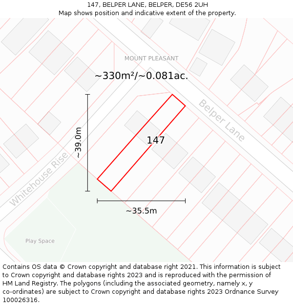 147, BELPER LANE, BELPER, DE56 2UH: Plot and title map