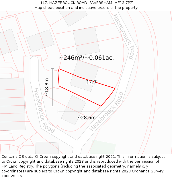 147, HAZEBROUCK ROAD, FAVERSHAM, ME13 7PZ: Plot and title map