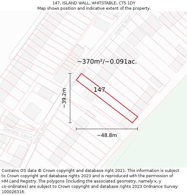 147, ISLAND WALL, WHITSTABLE, CT5 1DY: Plot and title map